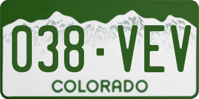 CO license plate 038VEV