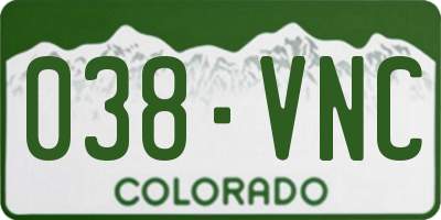 CO license plate 038VNC