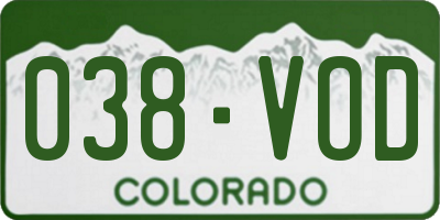 CO license plate 038VOD