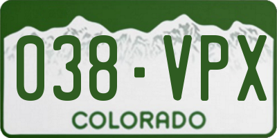 CO license plate 038VPX