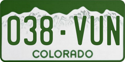 CO license plate 038VUN