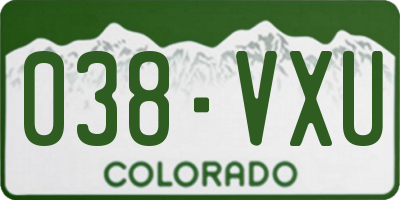 CO license plate 038VXU