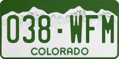 CO license plate 038WFM
