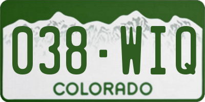 CO license plate 038WIQ