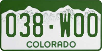 CO license plate 038WOO