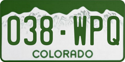 CO license plate 038WPQ