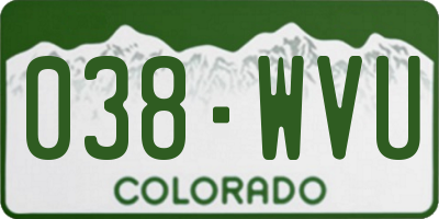 CO license plate 038WVU