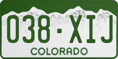 CO license plate 038XIJ
