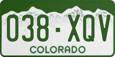 CO license plate 038XQV