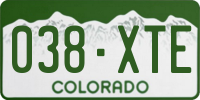 CO license plate 038XTE