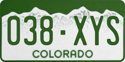 CO license plate 038XYS