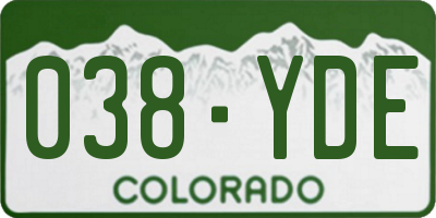 CO license plate 038YDE
