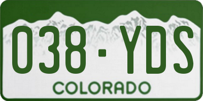 CO license plate 038YDS