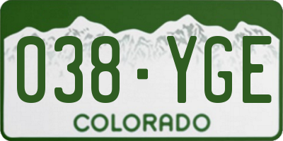 CO license plate 038YGE