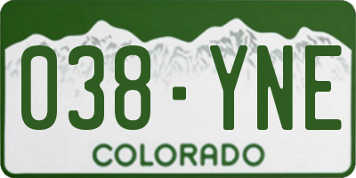 CO license plate 038YNE