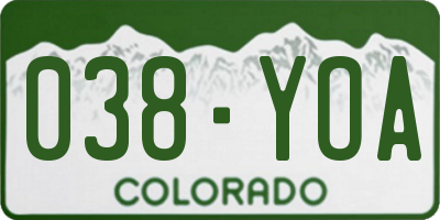 CO license plate 038YOA