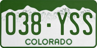 CO license plate 038YSS