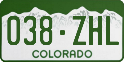 CO license plate 038ZHL