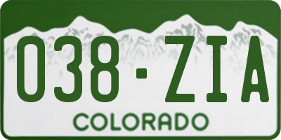 CO license plate 038ZIA
