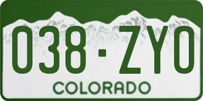 CO license plate 038ZYO