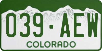 CO license plate 039AEW
