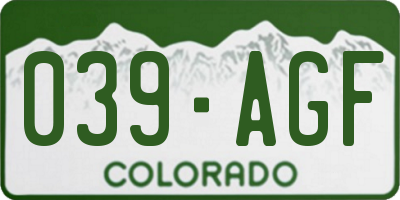 CO license plate 039AGF