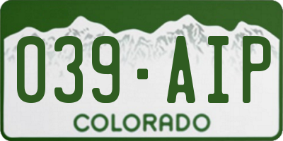 CO license plate 039AIP