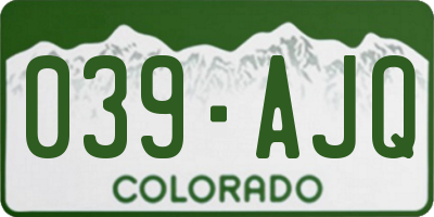 CO license plate 039AJQ
