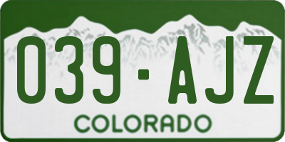 CO license plate 039AJZ