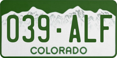 CO license plate 039ALF