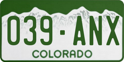 CO license plate 039ANX