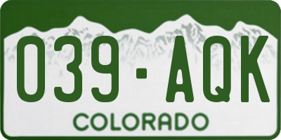 CO license plate 039AQK