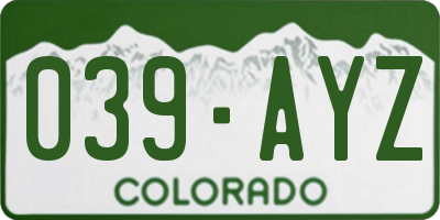 CO license plate 039AYZ
