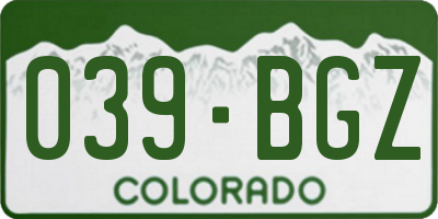 CO license plate 039BGZ