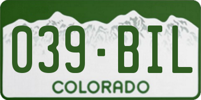 CO license plate 039BIL