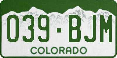 CO license plate 039BJM