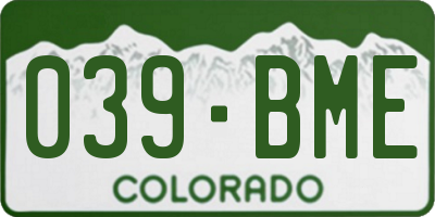 CO license plate 039BME