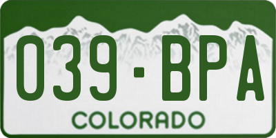 CO license plate 039BPA
