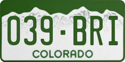 CO license plate 039BRI