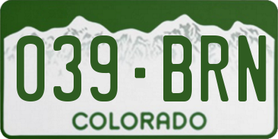 CO license plate 039BRN