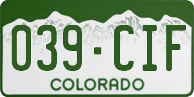 CO license plate 039CIF