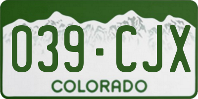 CO license plate 039CJX
