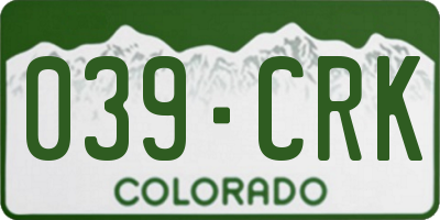 CO license plate 039CRK
