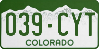 CO license plate 039CYT