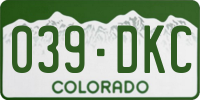 CO license plate 039DKC