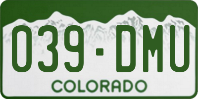 CO license plate 039DMU