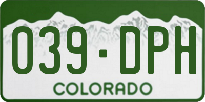 CO license plate 039DPH