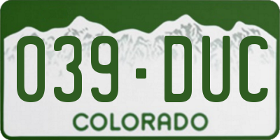 CO license plate 039DUC