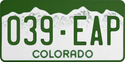 CO license plate 039EAP