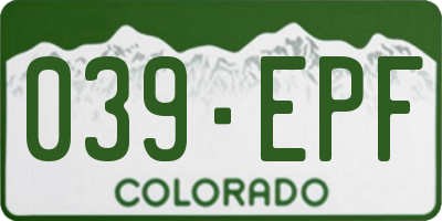 CO license plate 039EPF